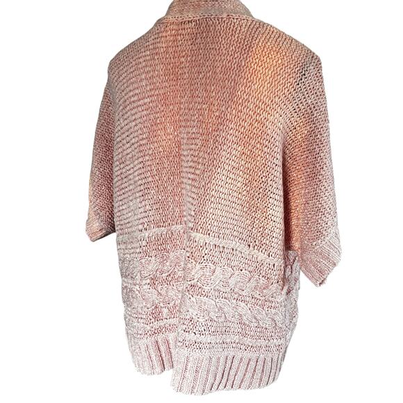 Chico's Cardigan Womens Size 2 Large Open Knit Short Dolman Sleeve Pink Sweater - Picture 7 of 11